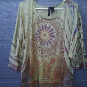 Women's Saint Tropez West Green Patterned Tunic 3x